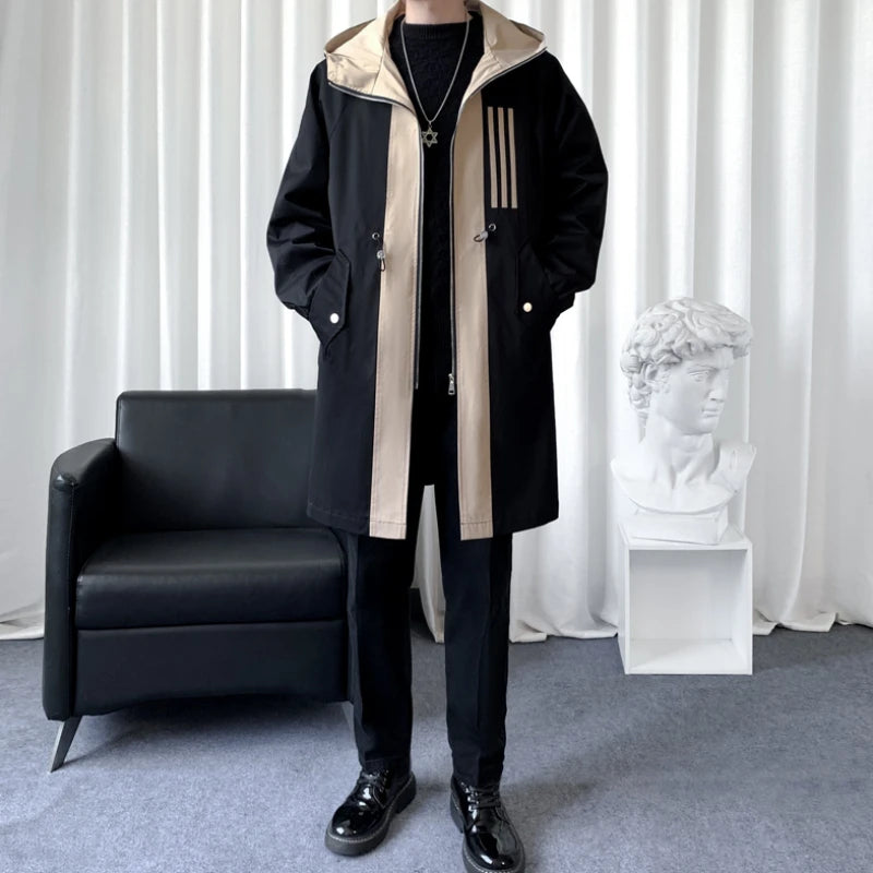 Urban City Block Hooded Overcoat