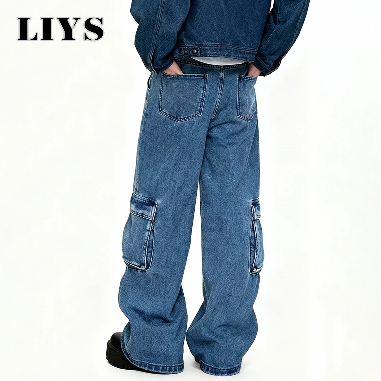 Retro Washed Baggy Cargo Jeans