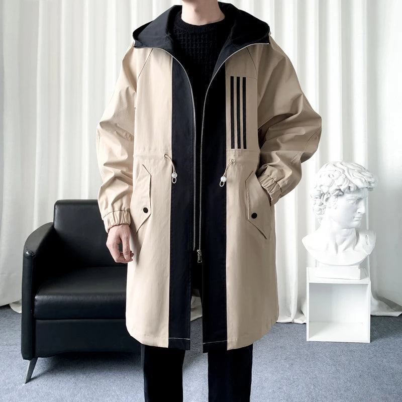 Urban City Block Hooded Overcoat