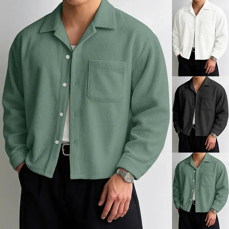 Cropped Corduroy Retro Casual Shirt
