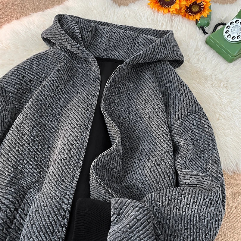 Retro Autumn Zip-Up Street Hoodie