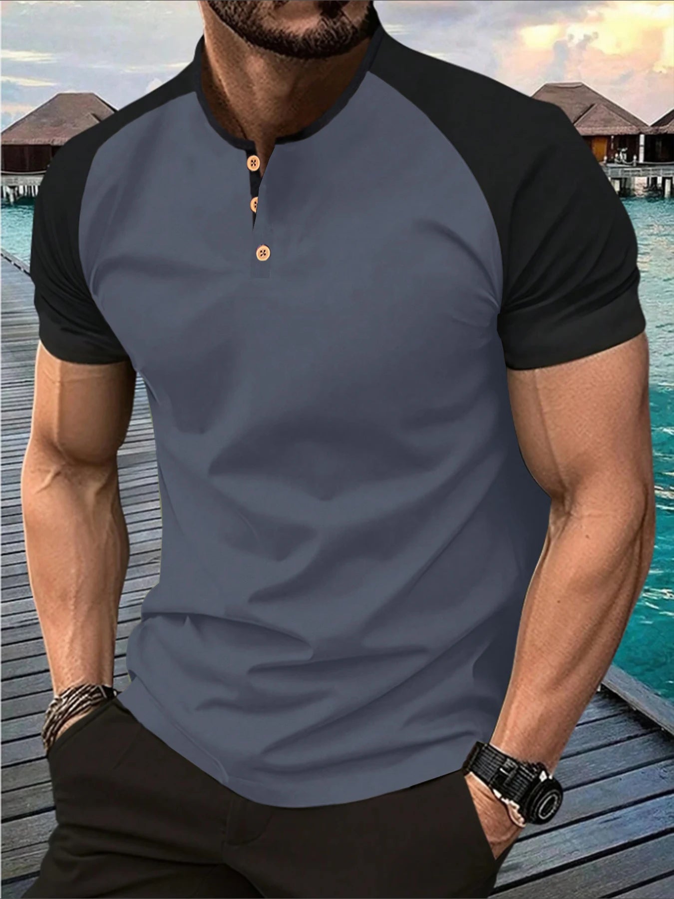 Everyday Comfort Henley Short Sleeve Tee