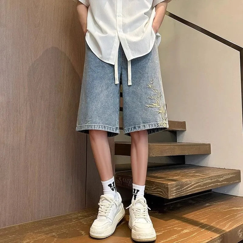 Vintage Wide-Leg Denim Shorts