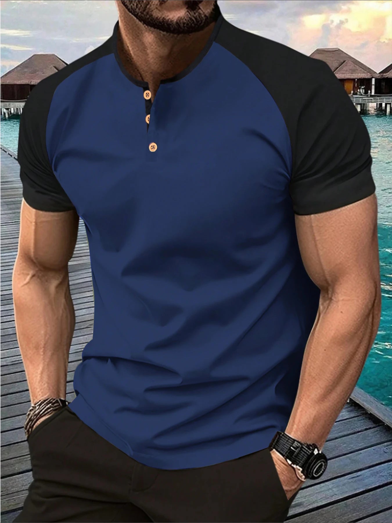 Everyday Comfort Henley Short Sleeve Tee